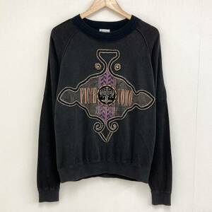 90s VINTAGE FICCE UOMO YOSHIYUKI KONISHI レーヨン混 刺繍 スウェット ブラック ヨシユキコニシ ドン小西 古着 archive 1513