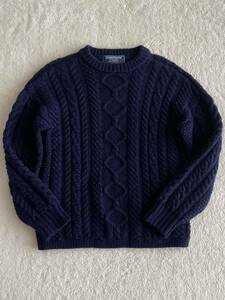 Guernsey WOOLLENS for SHIPS size34-86cm イギリス製 ウールセーター ガンジーセーター 別注 濃紺