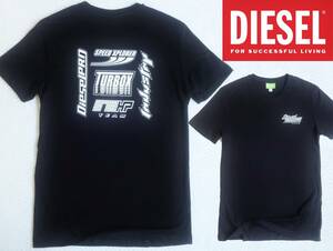 新品★ディーゼル DIESEL★ブラック グラフィック Tシャツ★ホワイト フロント&バック ロゴ プリント★チームT 黒 白 XL☆337