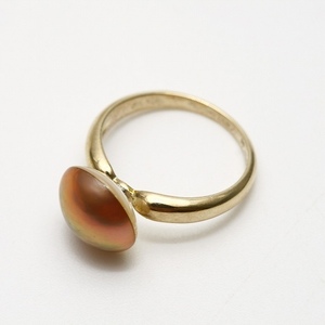 マベ真珠パールリング【指輪】 10mm　ブラウンカラー　シルバー製リング枠
