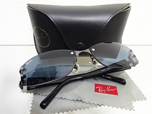 廃盤 正規 良品 レイバン RB3397 034/71 黒 ガンブラック リムレス スリーポイント RAYBAN イタリア サングラス 絶版/RB3396