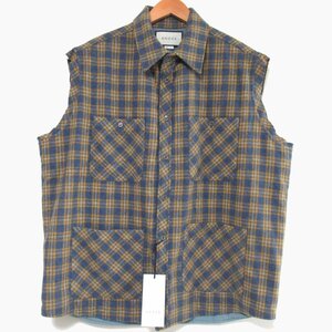 未使用 20SS GUCCI グッチ Sleeveless Plaid Shirt チェック柄 中綿 ベスト ジャケット 591241 ZABXA サイズ46 マルチカラー C0702