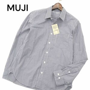 【新品 未使用】 MUJI 無印良品 通年 長袖 ギンガム チェック シャツ Sz.S　メンズ　A4T01996_2#C