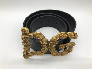 ■【YS-1M】 ドルチェ&ガッバーナ DOLCE&GABBANA ベルト ■ バックル分離不可 本革 黒系 7穴 全長104cm 幅4cm 【同梱可能商品】■K