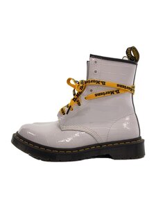 Dr.Martens◆1460/8ホール/レースアップブーツ/39/WHT/パテント/型押/ロゴシューレース/レザー