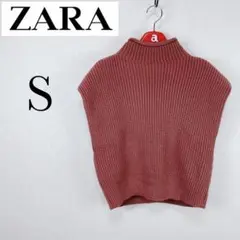 美品【ZARA】肩パット付きノースリーブニットベストSサイズ