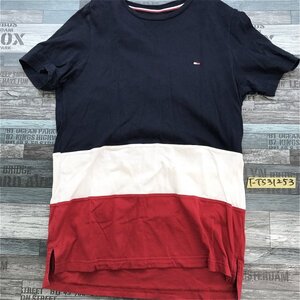 Tommy Hilfiger トミー ヒルフィガー メンズ 配色切替 半袖Tシャツ S 紺白赤