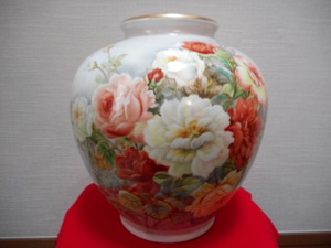 花器　花瓶　ノリタケ　のりたけ　NORITAKE 　サイン有り　花　薔薇　バラ　ばら　大型　茶器　茶碗　生花　香蘭社　深川製磁　等　
