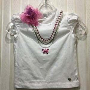 ★マイクローブ/Microbe　90cm★ 半袖Tシャツ（ネックレスビジュー飾り）ｔ394