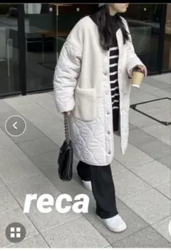 reca ノーカラーボア ひょうたんキルトコート