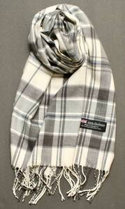 ＊スコットランド製＊暖かカシミア100％　素敵なブルー系チェック柄スカーフ　♯新品♯Scottish Cashmere Scarf