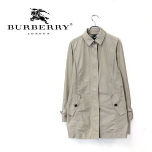 1N1469-O-N◆日本製◆ Burberry バーバリー ステンカラーコート ナイロン混 薄手 裏地なし アウター◆size36 コットン ベージュ