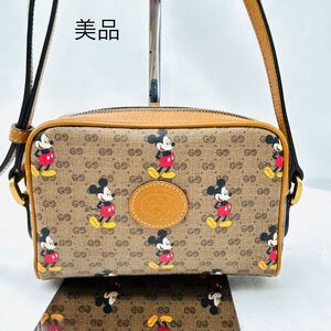 美品　GUCCI グッチ ショルダーバッグ ミッキー　ディズニーコラボ　レザー　PVC 斜め掛け