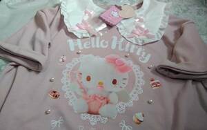 ☆レディース☆HELLOKITTY ☆ベビーキティ天使ちゃん♪襟におリボン&パール風アクセ付きのピンク色半袖Tシャツです(o^―^o)サイズM～L☆