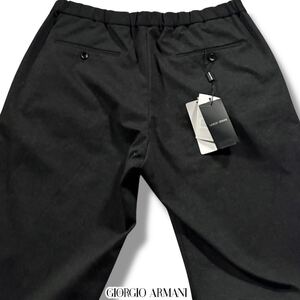 新品タグ付き/XLサイズ●最高級 ジョルジオ アルマーニ ストレッチ パンツ スラックス GIORGIO ARMANI ジャージ霜降り風 グレー 52