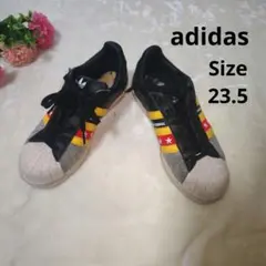 【入手困難デザイン☆adidas】スーパースター　黒　黄色　星　サイズ23.5