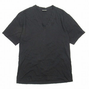 ドリスヴァンノッテン DRIES VAN NOTEN Vネック ボックスシルエット Tシャツ 半袖 無地 カットソー Extra Small 黒 ブラック