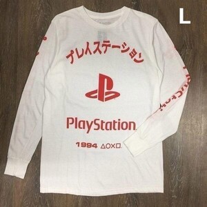 売切り【正規新品】PlayStation オフィシャル ゲーム ファミリーマーク シェイプス 海外限定 長袖 Tシャツ ロンT(L)白 180720-13