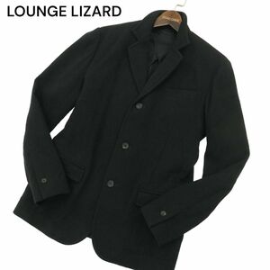 LOUNGE LIZARD ラウンジリザード 秋冬 背抜き アンゴラ混★ ウール テーラード ジャケット Sz.2　メンズ 黒 日本製　A4T00301_1#N