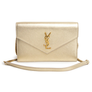 （新品・未使用品）イヴ サンローラン YVES SAINT LAURENT ENVELOPE チェーンウォレット ショルダーバッグ レザー ペールゴールド 402031