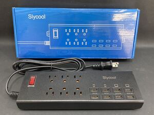 S4H350◆新古品◆ Slycool 6AC + 8USB 多機能 電源タップ コンセント ブラック コード1.8m TP-VA4U8J