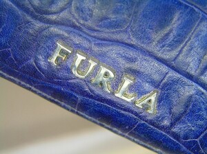 指で押してサッと出して♪フルラ FURLA♪メンズ パープル 本革 名刺入れ カードケース 5枚 IDパスケース クレカ 3299■郵便送料：140円