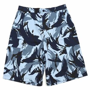 E05503 新品 KENZO/オーバーサイズ カーゴ ショートパンツ【サイズ：30】ブルー カモフラージュ PRINTED CARGO SHORT ショーツ ケンゾー 