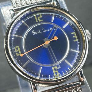 美品 Paul Smith ポールスミス 6034-H19519 腕時計 クオーツ アナログ ブルー文字盤 ステンレススチール ラウンド シルバー メンズ