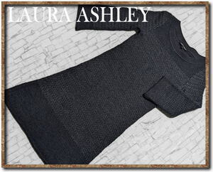 ☆LAURA ASHLEY　ローラアシュレイ　7分袖ニットワンピース　濃グレー☆