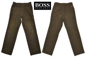 K-4760★美品★HUGO BOSS ヒューゴ ボス 4133 CHUCK★正規品 ルーマニア製 秋冬 ダークブラウンこげ茶色 起毛 パンツ 46 