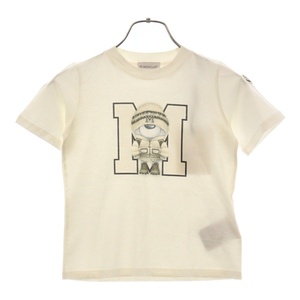 MONCLER モンクレール 23SS フロント プリント クルーネック 半袖Tシャツ カットソー ホワイト I29548C00001 83907 キッズ