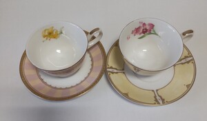 NARUMI Bone China ナルミ　カップ&ソーサー　2客セット 　花柄 ユリ