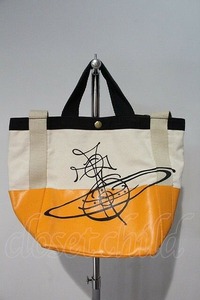 【USED】Vivienne Westwood / WORKER SAMLL RUNNER HOLDALLバッグ アイボリーXオレンジ 【中古】 I-24-02-17-048-ba-HD-ZI