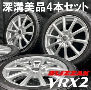 深溝美品★ブリヂストン VRX2 215/50R17＆社外ホイール 4本 №B241224-B1 ノア ヴォクシー ステップワゴン等/17インチスタッドレス114.3