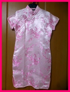 送料無料★チャイナドレス5号くらい　ピンク　香雪海/本場中国のドレス　コスプレ衣装のように安っぽくありません　ハロウィン仮装にも