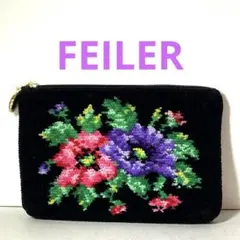 FEILER フェイラー　ポーチ　花柄　取っ手ロゴ金具