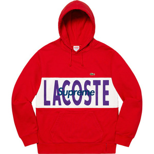 希少★新品本物【赤★M】★LACOSTE Logo Panel Hooded Sweatshirt ラコステ ロゴ パネル 正規店購入 シュプリーム 限定品 入手困難 Supreme