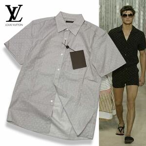 新品 国内正規品 LOUIS VUITTON ルイ・ヴィトン MISH30CK5 半袖コットン ドレス shirt カッターシャツ LV モノグラム ロゴ XS フランス製