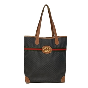 グッチ GUCCI トートバッグ 002904 オールドグッチ/GG柄/シェリー レザー ダークグレー×ダークブラウン×マルチ バッグ