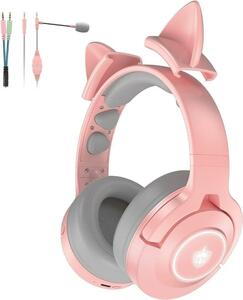 【新品未使用】ゲーミングヘッドセット 猫耳 Bluetooth ps4 ps5 軽い 疲労低減 有線 無線 ブルートゥース