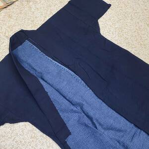 ▲5359▼古布　藍　美しい　刺し子　野良着　3mm 木綿　藍染 INDIGO BLUE ヴィンテージ VINTAGE JAPAN BLUE JAPAN BORO