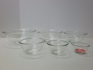 〔921〕☆未使用 　パイレックス PYREX 耐熱ガラス ボウル 　 6点セット IWAKI ☆