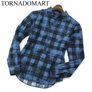 TORNADOMART トルネードマート 通年 レオパード&バッファローチェック★ 長袖 スリム デザイン シャツ Sz.M　メンズ 日本製　A4T00084_1#C