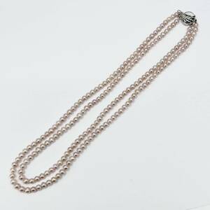 真珠 ネックレス パールネックレス 2連 SILVER 金具 留め具 約42cm パール アクセサリー 