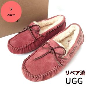 美品UGG【アグ】ダコタ ムートンスリッポン デッキシューズ 中ボア ピンク