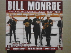 ビル・モンロー４枚組 「BILL MONROE and his Bluegrass Boys 1950-1958」Featuring Jimmy Martin, Vassar Clements, Don Stover ほか