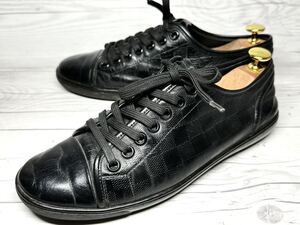 【即決】LOUIS VUITTON ルイ・ヴィトン メンズ 25cm程度 6 ダミエ スニーカー 本革 レザーシューズ くつ 黒 ブラック 1101