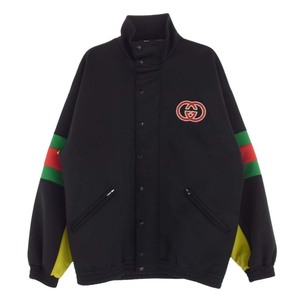 GUCCI グッチ 22AW 706437 XJETG ウェブストライプ ライトネオプレン ジップアップ トラック ジャケット ブルゾン ブラック系 M【中古】