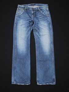 Johnbull ジョンブル USED加工 牛革パッチ デニムパンツ ジーンズ LL