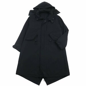 極美品●ヨウジヤマモトプールオム 20AW HR-C10-901 左胸片玉P付きモッズコート 中綿入り フィッシュテール ロングコート 黒 2 正規品